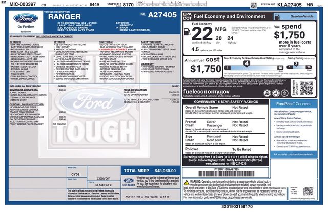 2019 Ford Ranger LARIAT 4WD photo