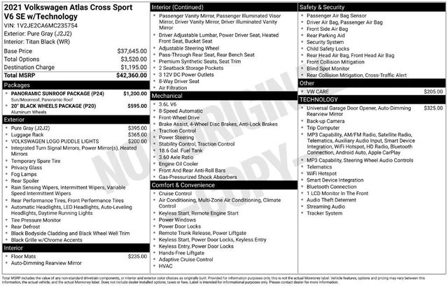 2021 Volkswagen Atlas Cross Sport 3.6L V6 SE w/Technology FWD photo