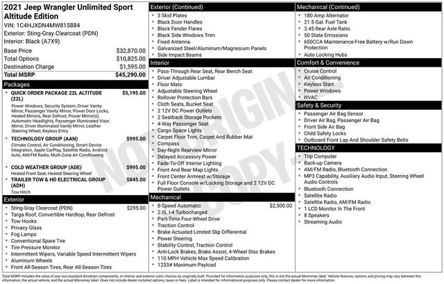 2021 Jeep Wrangler Unlimited Unlimited Sport Altitude 4WD photo