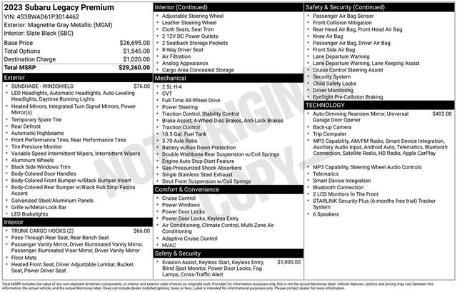 2023 Subaru Legacy Premium AWD photo