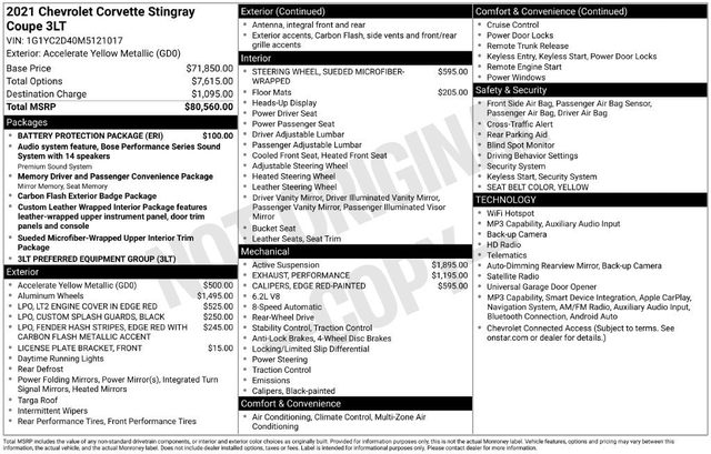 2021 Chevrolet Corvette 3LT RWD photo