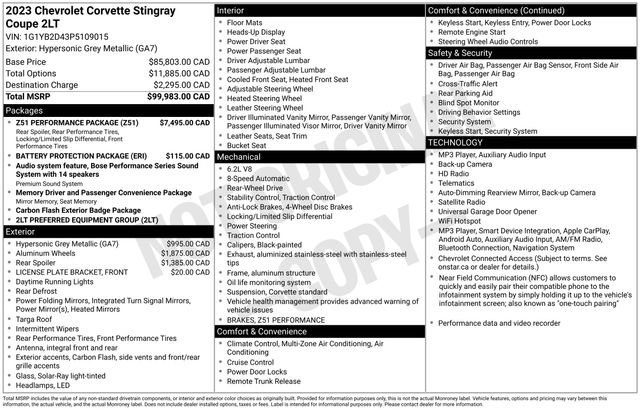 2023 Chevrolet Corvette 2LT RWD photo