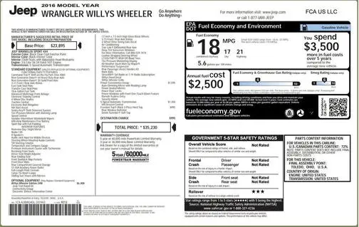 2016 Jeep Wrangler Willys Wheeler 4WD photo